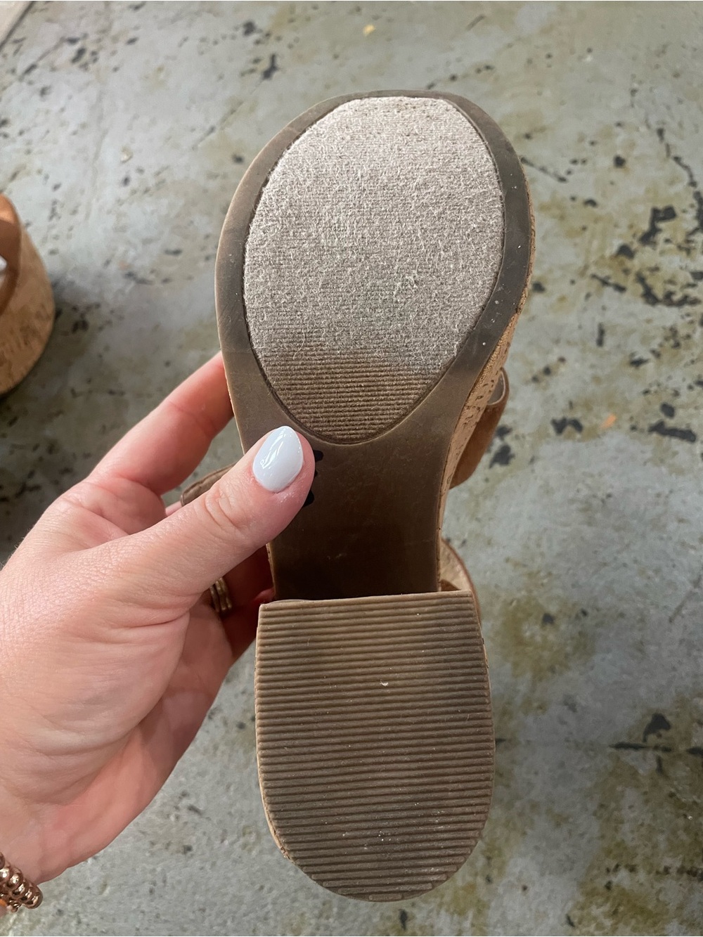 Sugar Women’s Lydia Platform Sandals with Brown Suede Straps and Cork Heels Sz 7 - Picture 11 of 15